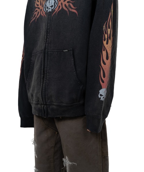 KAMIYA(カミヤ)の「“Skull Flame”Distressed Zip-up Hoodie(スウェット・メンズ・ブラック/ブラウン/ホワイト・L/M/S)」の18枚目の写真