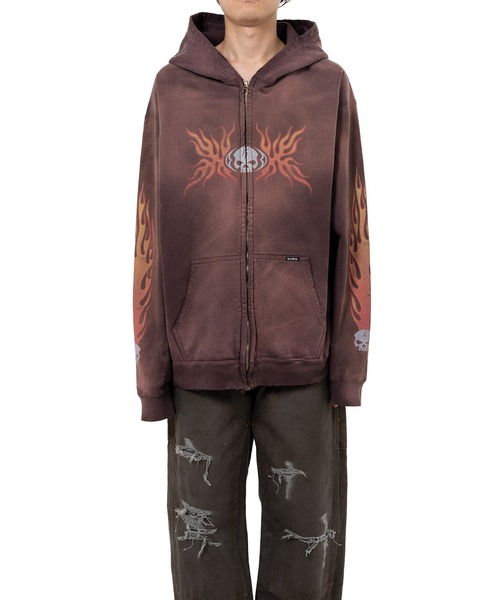 KAMIYA(カミヤ)の「“Skull Flame”Distressed Zip-up Hoodie(スウェット・メンズ・ブラック/ブラウン/ホワイト・L/M/S)」の21枚目の写真