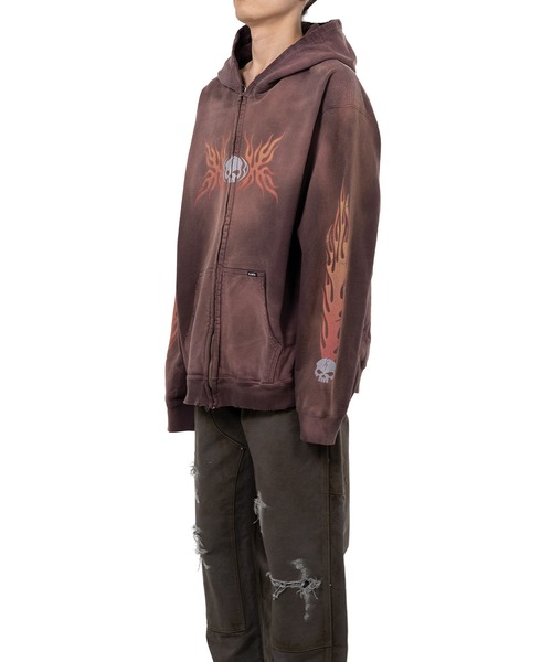 KAMIYA(カミヤ)の「“Skull Flame”Distressed Zip-up Hoodie(スウェット・メンズ・ブラック/ブラウン/ホワイト・L/M/S)」の22枚目の写真
