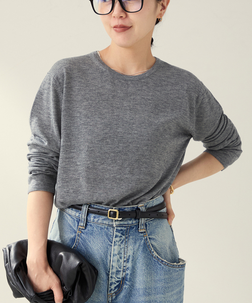 plage（プラージュ）の「CU WO Fine Knit New プルオーバー（ニット/セーター・レディース・チャコールグレー/レッド系その他/ネイビー/ベージュ・FREE）」の6枚目の写真