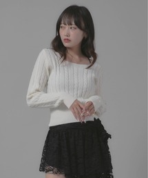 Square Neck Design Knit/スクエアネックデザインニット