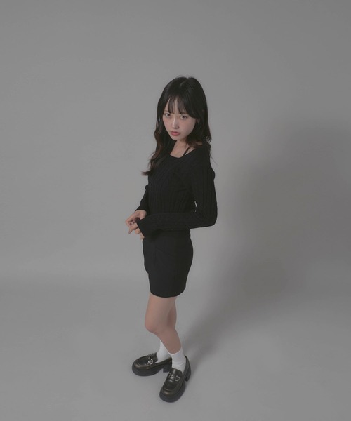 Chick(チック)の「Square Neck Design Knit/スクエアネックデザインニット(ニット/セーター・レディース・ホワイト/グレー/ブラック・FREE)」の10枚目の写真