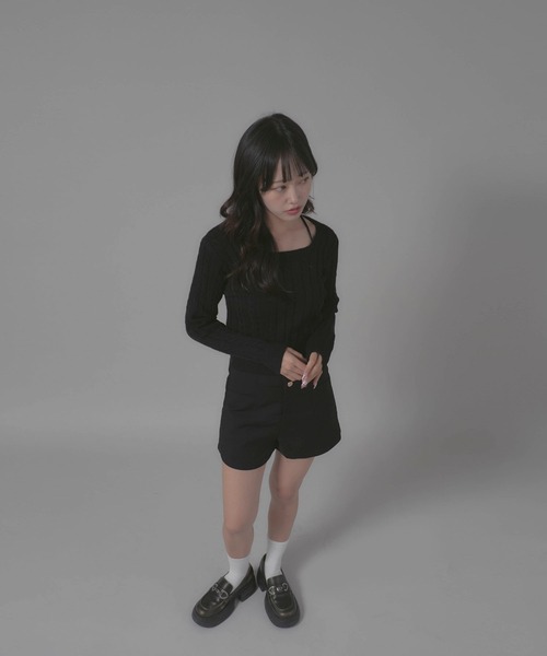 Chick(チック)の「Square Neck Design Knit/スクエアネックデザインニット(ニット/セーター・レディース・ホワイト/グレー/ブラック・FREE)」の12枚目の写真