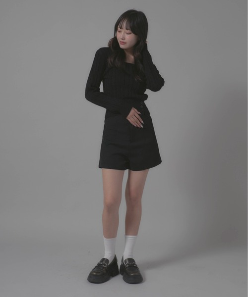 Chick(チック)の「Square Neck Design Knit/スクエアネックデザインニット(ニット/セーター・レディース・ホワイト/グレー/ブラック・FREE)」の18枚目の写真