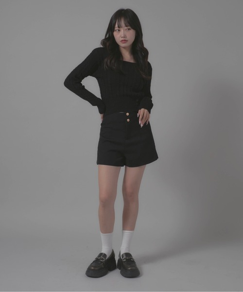 Chick(チック)の「Square Neck Design Knit/スクエアネックデザインニット(ニット/セーター・レディース・ホワイト/グレー/ブラック・FREE)」の19枚目の写真