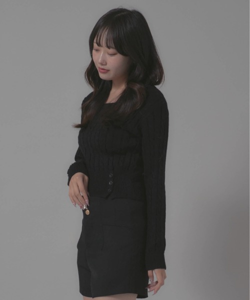 Chick(チック)の「Square Neck Design Knit/スクエアネックデザインニット(ニット/セーター・レディース・ホワイト/グレー/ブラック・FREE)」の17枚目の写真
