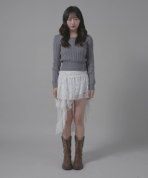 Chick(チック)の「Square Neck Design Knit/スクエアネックデザインニット(ニット/セーター・レディース・ホワイト/グレー/ブラック・FREE)」の14枚目の写真