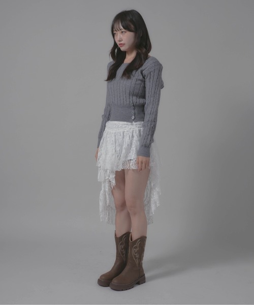 Chick(チック)の「Square Neck Design Knit/スクエアネックデザインニット(ニット/セーター・レディース・ホワイト/グレー/ブラック・FREE)」の15枚目の写真