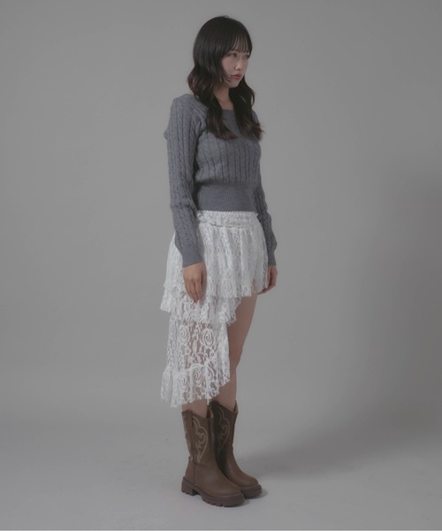 Chick(チック)の「Square Neck Design Knit/スクエアネックデザインニット(ニット/セーター・レディース・ホワイト/グレー/ブラック・FREE)」の5枚目の写真