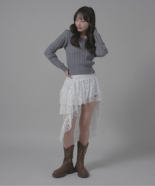 Chick(チック)の「Square Neck Design Knit/スクエアネックデザインニット(ニット/セーター・レディース・ホワイト/グレー/ブラック・FREE)」の8枚目の写真