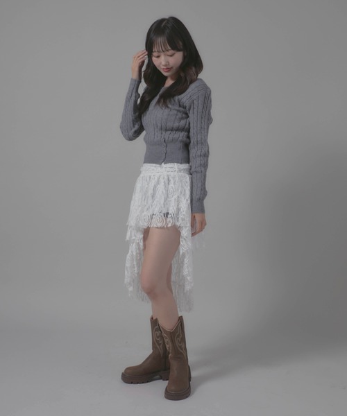 Chick(チック)の「Square Neck Design Knit/スクエアネックデザインニット(ニット/セーター・レディース・ホワイト/グレー/ブラック・FREE)」の9枚目の写真