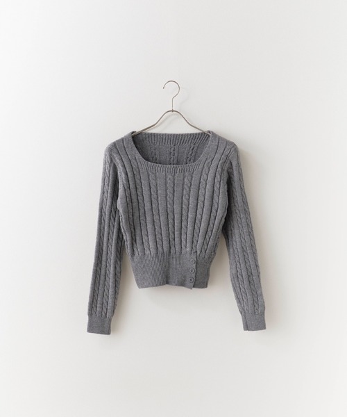 Chick(チック)の「Square Neck Design Knit/スクエアネックデザインニット(ニット/セーター・レディース・ホワイト/グレー/ブラック・FREE)」の13枚目の写真