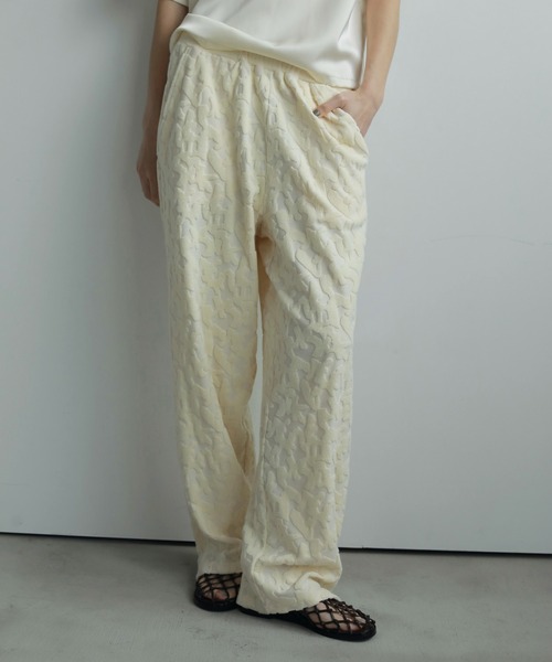 anuke（アンヌーク）の「Jacquard Rough Pants（その他パンツ・レディース・アイボリー/ブラック・36inch/38inch）」の2枚目の写真