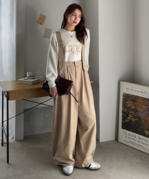 かぐれ　サロペット　オールインワン　コットン100% ベージュ かぐれ（カグレ）の「Vネックオールインワン（サロペット