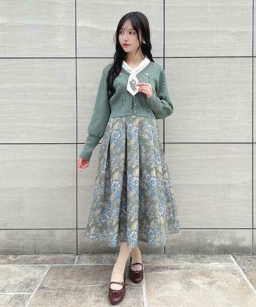 an another angelus(アンアナザーアンジェラス)の「ローズ刺繍リブニットカーディガン(Tシャツ/カットソー・レディース・オフホワイト/ブルー/グリーン・フリー)」の17枚目の写真