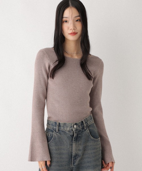 Heather（ヘザー）の「袖フレアピタニット　598470（ニット/セーター・レディース・ブラック/ベージュ/グレー/アイボリー・FREE）」の4枚目の写真