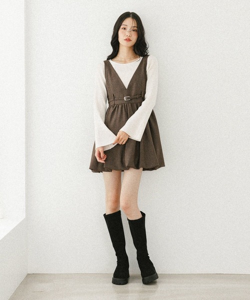 Heather（ヘザー）の「袖フレアピタニット　598470（ニット/セーター・レディース・ブラック/ベージュ/グレー/アイボリー・FREE）」の8枚目の写真