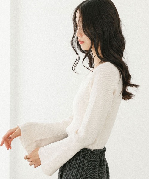 Heather（ヘザー）の「袖フレアピタニット　598470（ニット/セーター・レディース・ブラック/ベージュ/グレー/アイボリー・FREE）」の10枚目の写真