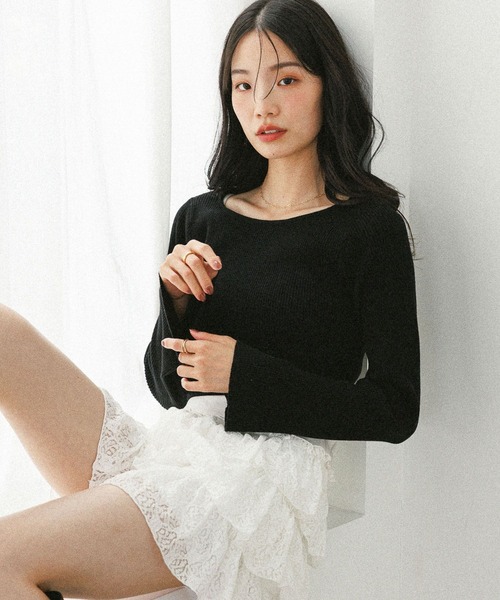 Heather（ヘザー）の「袖フレアピタニット　598470（ニット/セーター・レディース・ブラック/ベージュ/グレー/アイボリー・FREE）」の16枚目の写真