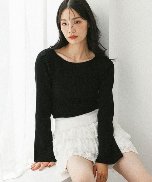 Heather（ヘザー）の「袖フレアピタニット　598470（ニット/セーター・レディース・ブラック/ベージュ/グレー/アイボリー・FREE）」の17枚目の写真