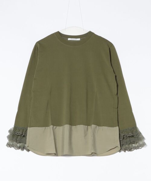 H.A.K（ハク）の「サイロプレミアム天竺＋チュールレースインナーブラウス（Tシャツ/カットソー・レディース・カーキ/ブラック/ホワイト・FREE）」の3枚目の写真