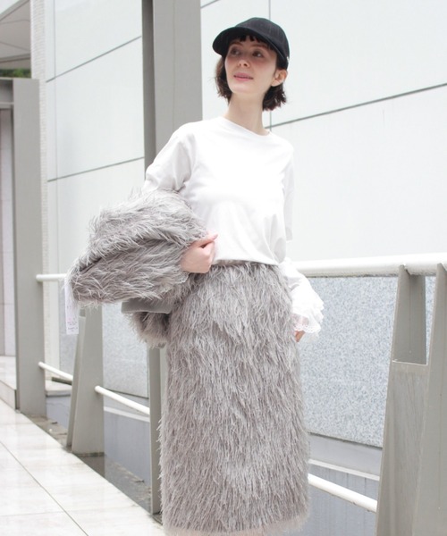 H.A.K（ハク）の「サイロプレミアム天竺＋チュールレースインナーブラウス（Tシャツ/カットソー・レディース・カーキ/ブラック/ホワイト・FREE）」の10枚目の写真