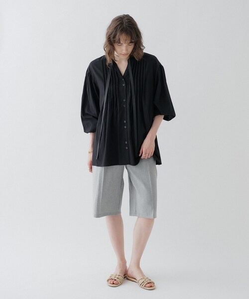 cloenc（クロエンス）の「【マシンウォッシュ】リボンピンタックブラウス（シャツ/ブラウス・レディース・ホワイト/ブラック/サックスブルー・02）」の12枚目の写真