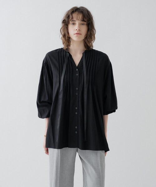 cloenc（クロエンス）の「【マシンウォッシュ】リボンピンタックブラウス（シャツ/ブラウス・レディース・ホワイト/ブラック/サックスブルー・02）」の13枚目の写真