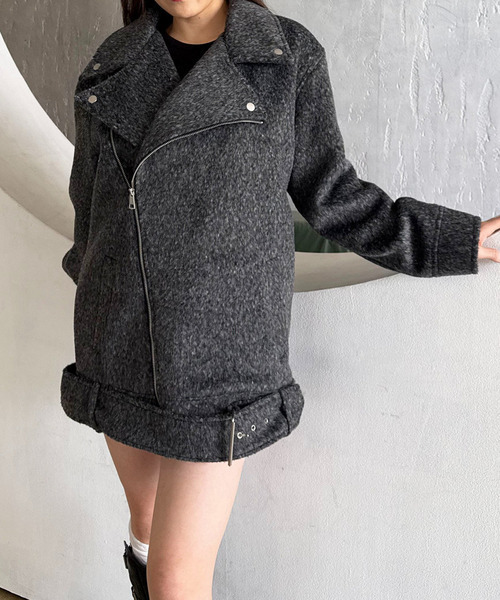 SPIRALGIRL（スパイラルガール）の「オーバーライダース（ライダースジャケット・レディース・ベージュ/グレー・FREE）」の5枚目の写真