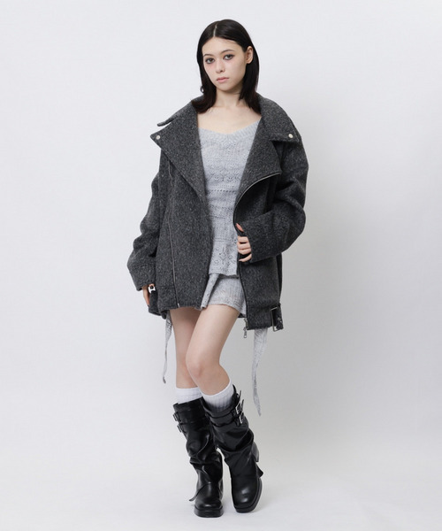 SPIRALGIRL（スパイラルガール）の「オーバーライダース（ライダースジャケット・レディース・ベージュ/グレー・FREE）」の7枚目の写真