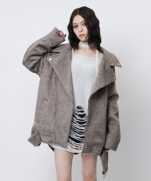 SPIRALGIRL（スパイラルガール）の「オーバーライダース（ライダースジャケット・レディース・ベージュ/グレー・FREE）」の21枚目の写真