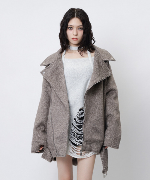 SPIRALGIRL（スパイラルガール）の「オーバーライダース（ライダースジャケット・レディース・ベージュ/グレー・FREE）」の22枚目の写真