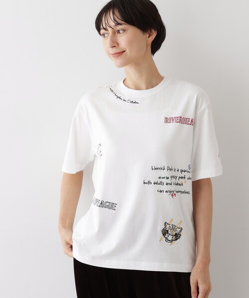 Dessin（デッサン）の「【ユニセックス/リンクコーデ】刺繍Tシャツ（Tシャツ/カットソー・レディース・ホワイト系/ブラック/グレー・01/02/03/04）」の2枚目の写真