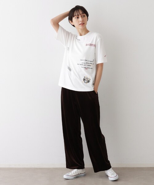 Dessin（デッサン）の「【ユニセックス/リンクコーデ】刺繍Tシャツ（Tシャツ/カットソー・レディース・ホワイト系/ブラック/グレー・01/02/03/04）」の6枚目の写真