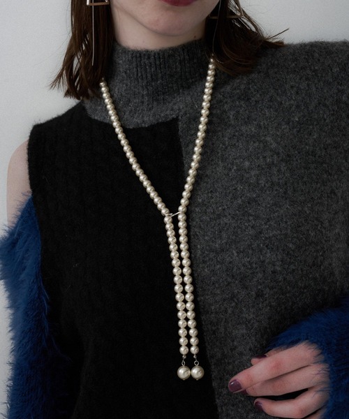 HARE（ハレ）の「パールタイネックレス(HARE)（ネックレス・レディース・シルバー/オフホワイト・FREE）」の4枚目の写真