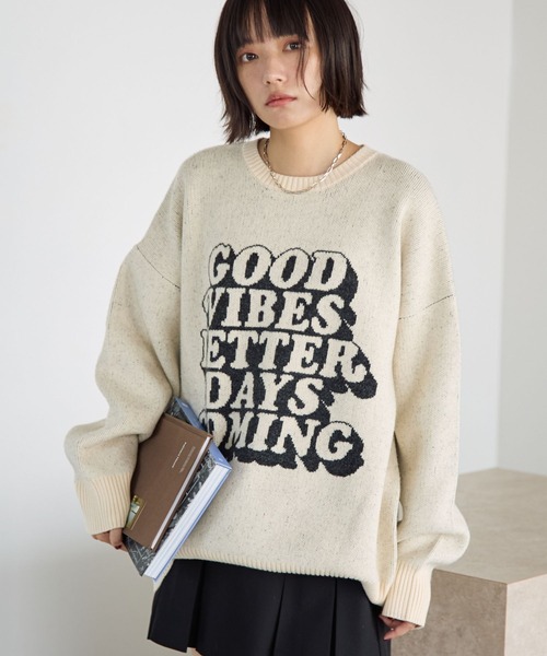 PBLIM（ページボーイリム）の「《UNISEX》グッドレターニット（ニット/セーター・レディース・グレー/アイボリー/ブラック/ブラウン/オレンジ・FREE）」の3枚目の写真