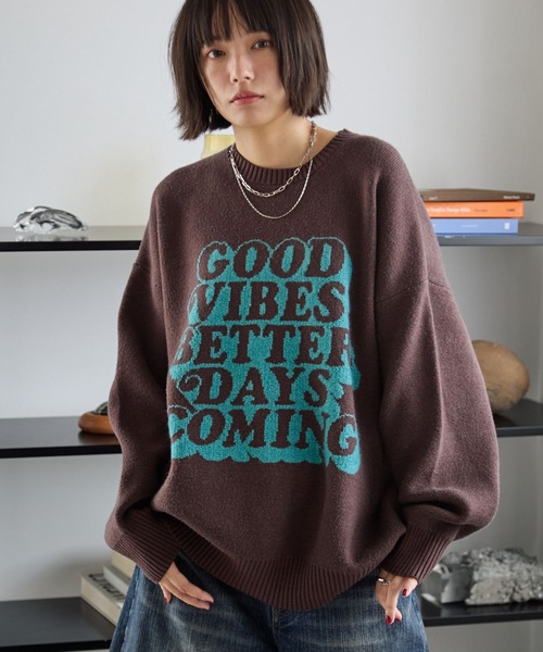 PBLIM（ページボーイリム）の「《UNISEX》グッドレターニット（ニット/セーター・レディース・グレー/アイボリー/ブラック/ブラウン/オレンジ・FREE）」の6枚目の写真