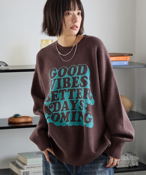 PBLIM（ページボーイリム）の「《UNISEX》グッドレターニット（ニット/セーター・レディース・グレー/アイボリー/ブラック/ブラウン/オレンジ・FREE）」の7枚目の写真