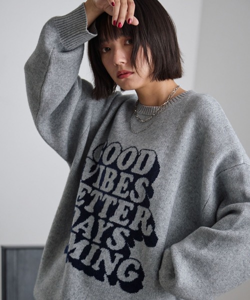 PBLIM（ページボーイリム）の「《UNISEX》グッドレターニット（ニット/セーター・レディース・グレー/アイボリー/ブラック/ブラウン/オレンジ・FREE）」の14枚目の写真