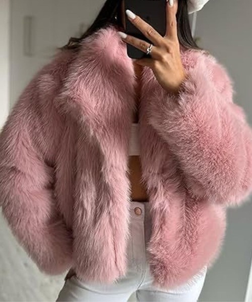 CADBURY（キャドバリー）の「ﾌｪｲｸﾌｧｰ大衿ｼｮｰﾄｺｰﾄ（その他アウター・レディース・ダークグレー/ホワイト/ブラウン/ピンク/ボルドー/オフホワイト/グレー/アイボリー/ブラック/ライトブルー・SMALL/MEDIUM/LARGE/X-LARGE）」の9枚目の写真