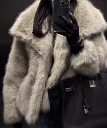 CADBURY | ﾌｪｲｸﾌｧｰ大衿ｼｮｰﾄｺｰﾄ(その他アウター)