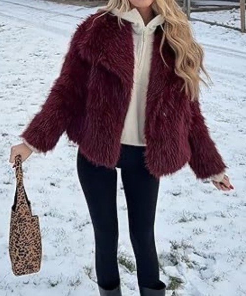 CADBURY（キャドバリー）の「ﾌｪｲｸﾌｧｰ大衿ｼｮｰﾄｺｰﾄ（その他アウター・レディース・ダークグレー/ホワイト/ブラウン/ピンク/ボルドー/オフホワイト/グレー/アイボリー/ブラック/ライトブルー・SMALL/MEDIUM/LARGE/X-LARGE）」の10枚目の写真