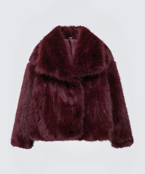 CADBURY（キャドバリー）の「ﾌｪｲｸﾌｧｰ大衿ｼｮｰﾄｺｰﾄ（その他アウター・レディース・ダークグレー/ホワイト/ブラウン/ピンク/ボルドー/オフホワイト/グレー/アイボリー/ブラック/ライトブルー・SMALL/MEDIUM/LARGE/X-LARGE）」の12枚目の写真