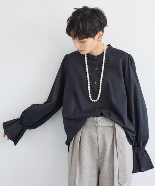 BARNYARDSTORM（バンヤードストーム）の「BARNYARDSTORM / ピンタックスリーブブラウス/ ハンドウォッシャブル（シャツ/ブラウス・レディース・ホワイト/ブラック・FREE）」の5枚目の写真