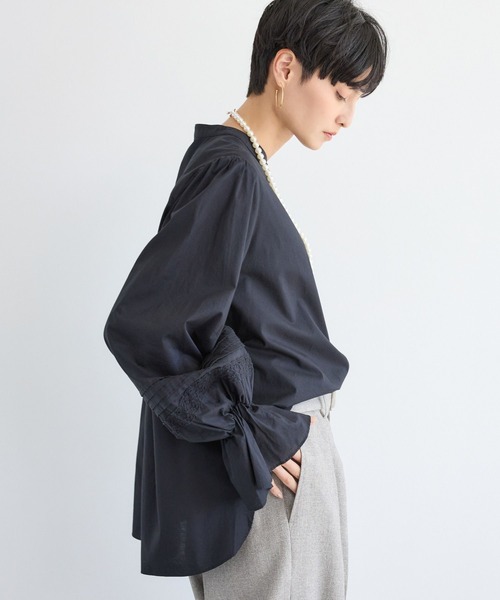 BARNYARDSTORM（バンヤードストーム）の「BARNYARDSTORM / ピンタックスリーブブラウス/ ハンドウォッシャブル（シャツ/ブラウス・レディース・ホワイト/ブラック・FREE）」の6枚目の写真