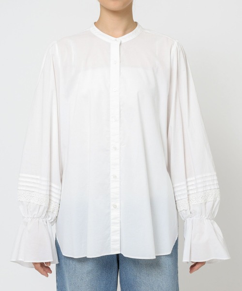 BARNYARDSTORM（バンヤードストーム）の「BARNYARDSTORM / ピンタックスリーブブラウス/ ハンドウォッシャブル（シャツ/ブラウス・レディース・ホワイト/ブラック・FREE）」の9枚目の写真