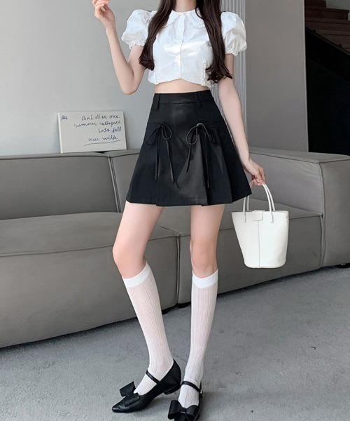 ReRe(リリ)の「ワイドプリーツミニスカート(スカート・レディース・ブラック/グレイッシュベージュ・MEDIUM)」の12枚目の写真