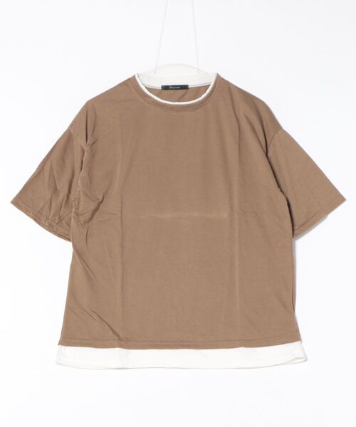 B.I.D.(ビーアイディー)の「《フェイクレイヤードTシャツ》(Tシャツ/カットソー・メンズ・ブラウン/ホワイト/ブラック/カーキ・MEDIUM/LARGE)」の6枚目の写真
