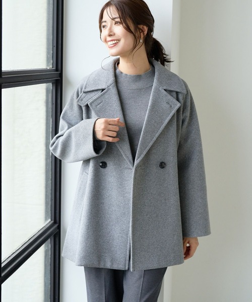 FOUND GOOD（ファウンドグッド）の「ウーリーテックPコート（その他アウター・レディース・ネイビー/ブラウン系3/グレー系5・L/M/S）」の2枚目の写真