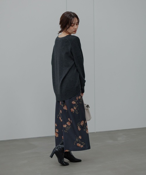 Andemiu（アンデミュウ）の「【洗える】メリノウールロングVカーディガン491830（カーディガン/ボレロ・レディース・ブラウン/オフホワイト/チャコールグレー・FREE）」の7枚目の写真